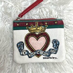 Brighton "In Love We Trust" canvas mini zipper pouch